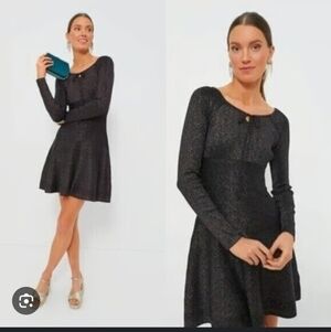 Hyacinth House Tuckernuck Black Rainbow Shimmer Selena‎ Knit Dress Medium